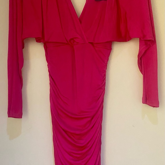 NWT BCBGMAXAZRIA Women's Eve Ruched Surplice Mini Dress Cabaret Stretch Size XXS - Picture 5 of 6